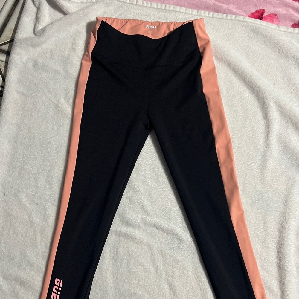 Guess Black Leggings with Peach Side Panels